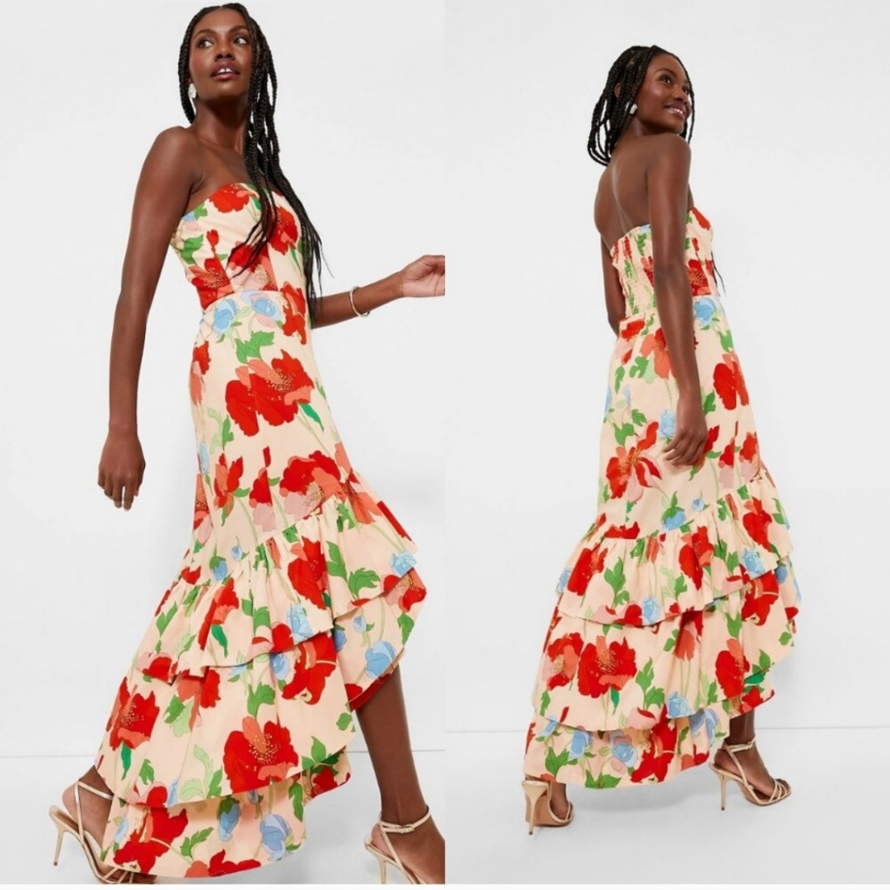 NWT Tuckernuck Hyacinth House Red Multi Floral Strapless Malory Dress Size XXL - Picture 2 of 10